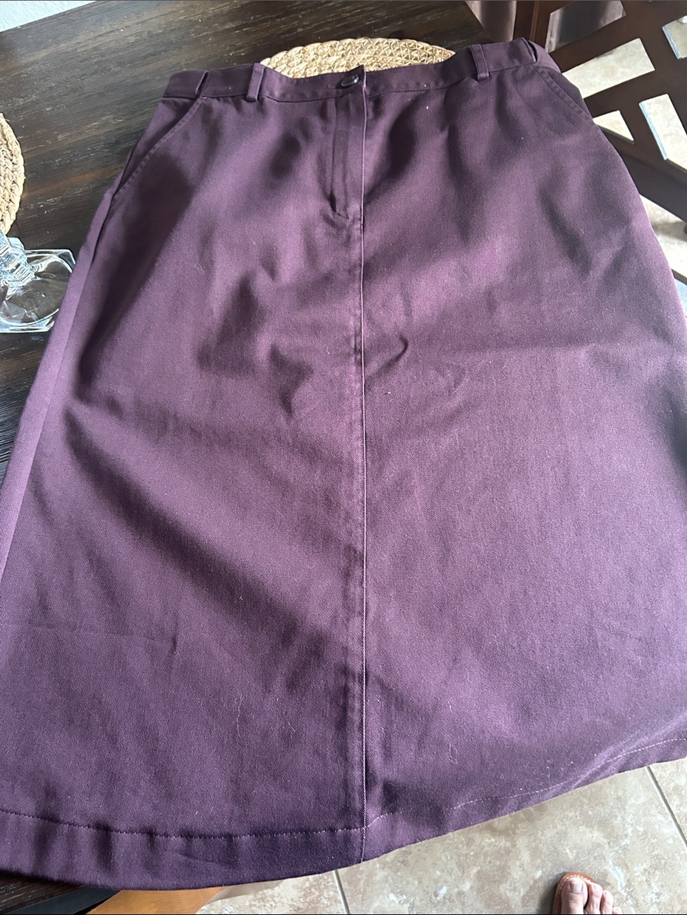 L.L. Bean Plum A-Line Midi Skirt